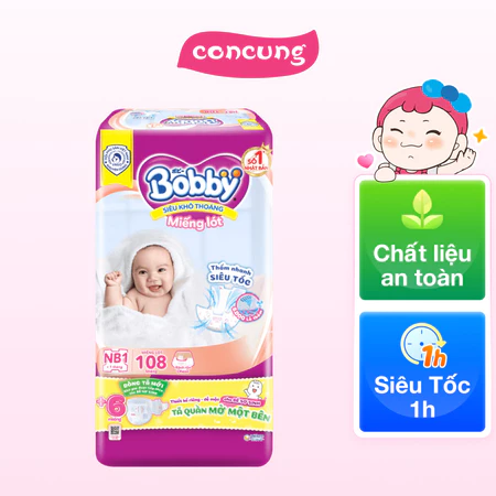Miếng lót Bobby fresh Newborn 1 ( Dưới 5 kg, 108 miếng)