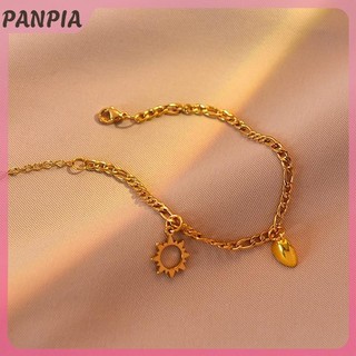 PANPIA-2 Chiếc Thép Không Gỉ Chống Phai Màu Hip-hop Tay Dây Xích Nam Châm Tình Yêu Mặt Trăng Mặt Trời Vòng Tay Cho Cặp Đôi Bạn Gái Trang Sức Tay Đơn Giản