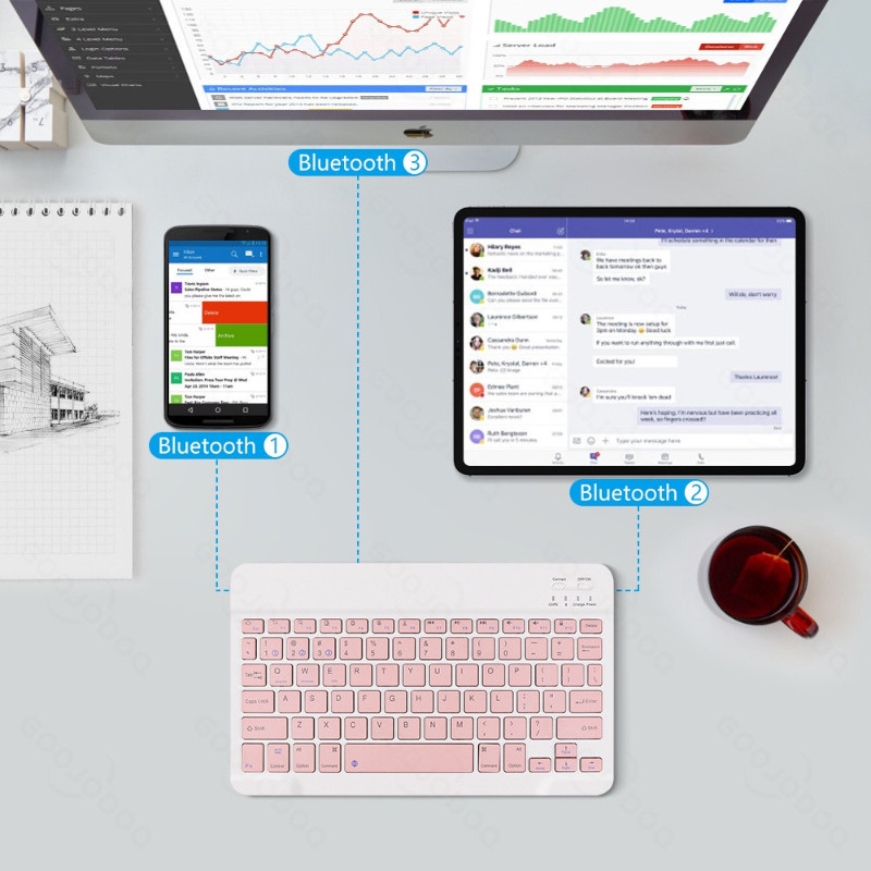 Bộ bàn phím và chuột Bluetooth 10 inch, dễ dàng mang theo phù hợp với máy tính bảng/điện thoại