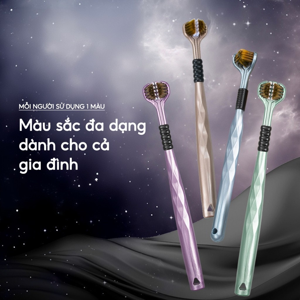 Hộp 4 Chiếc bàn chải đánh răng 3 Chiều Bàn chải chải êm ái Làm sạch sâu đánh sạch mảng bám