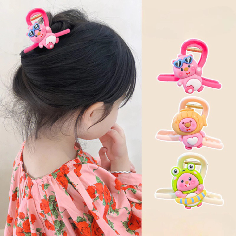 Set 4 Kẹp Tóc Càng Cua Hình Gấu Dâu Siêu Cute Cho Bé Gái - Kẹp tóc Trẻ Em Hoạt Hình Dễ Thương Loopy Grabing DT008