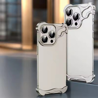 [JLK] Ốp Điện Thoại Cản Kim Loại lrregular Cho IPhone 16 15 14 Plus 13 12 Pro Max Có Bảo Vệ Phim Ống Kính Vỏ Chống Sốc Hợp Kim Nhôm Trần