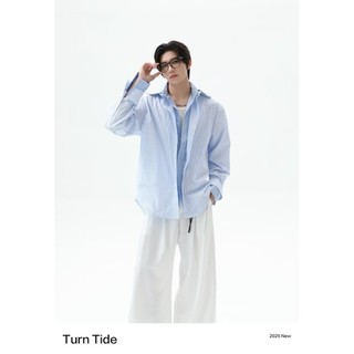 Áo sơ mi unisex phong cách Hàn Quốc mới nhất với thiết kế hai sọc giả và dạng dài tay đa năng