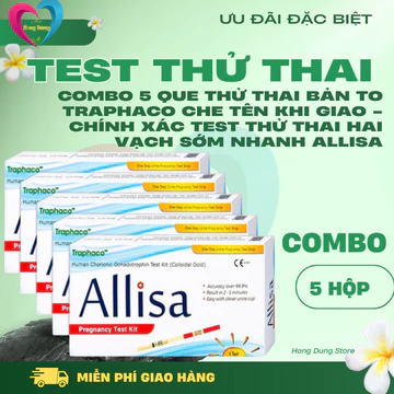 Combo 5 que thử thai bản to Traphaco Che tên khi giao - Chính xác test thử thai hai vạch sớm nhanh Allisa