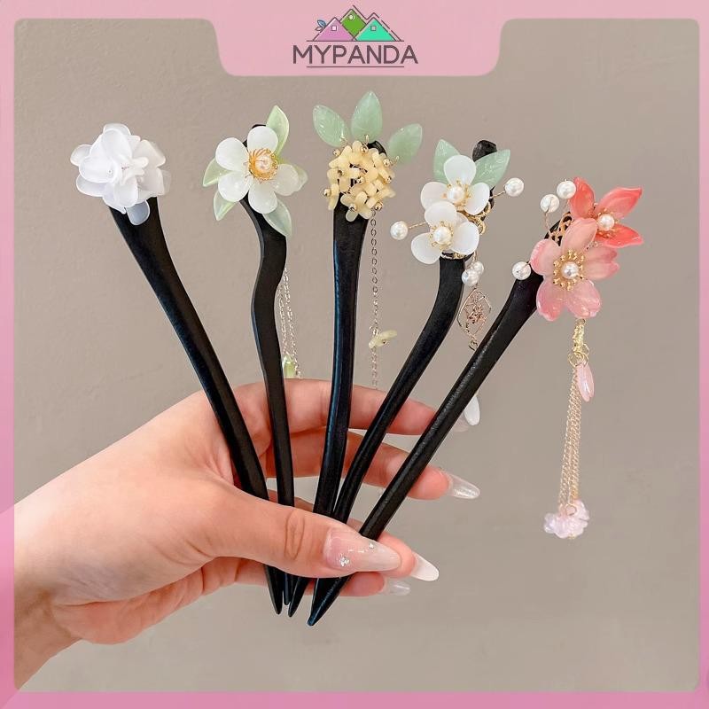 Kẹp tóc thủ công phong cách Trung Quốc cổ điển có hoa và hình dạng - phụ kiện trang sức cổ điển.