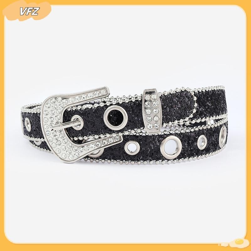 Louislifecool Y2K Bé Gái Goth Kim Cương Giả Thắt Lưng Thời Trang Nữ Dây Da Kim Cương Giả Thắt Lưng Cao Bồi Phương Tây Cho Quần Jean Nam Dropship Mới