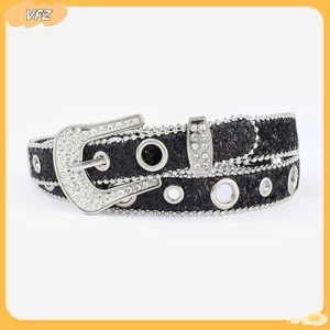 Louislifecool Y2K Bé Gái Goth Kim Cương Giả Thắt Lưng Thời Trang Nữ Dây Da Kim Cương Giả Thắt Lưng Cao Bồi Phương Tây Cho Quần Jean Nam Dropship Mới