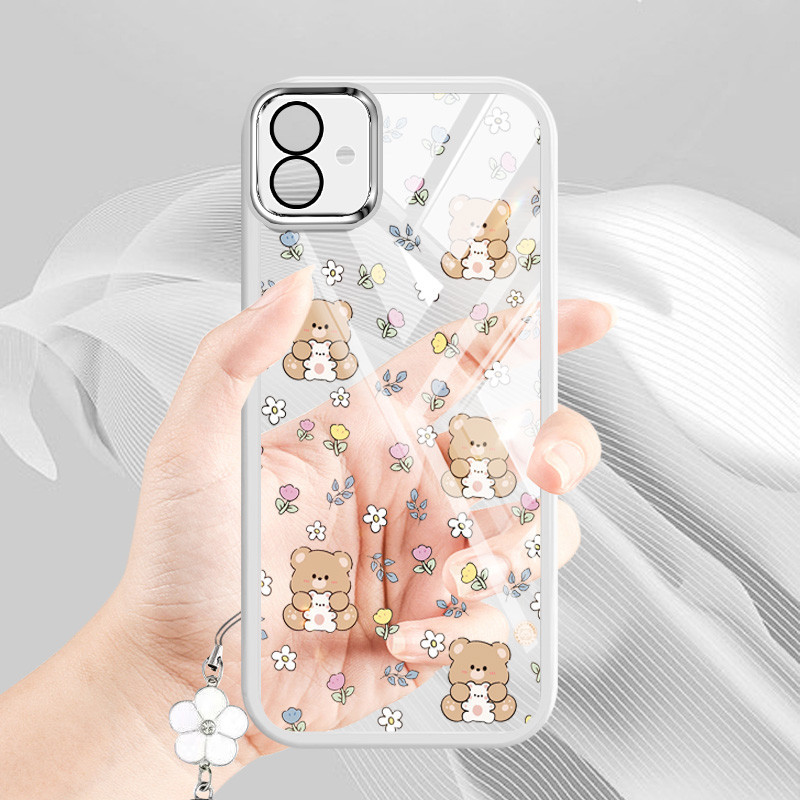Ốp Điện Thoại YBD INS Style Cho Samsung Galaxy A07 A06 5G A03 A04 A05 A04E F04 M04 M13 F13 M05 M07 F07 Vỏ Họa Tiết Gấu Nhỏ Được Trang Bị Bảo Vệ Ống Kính