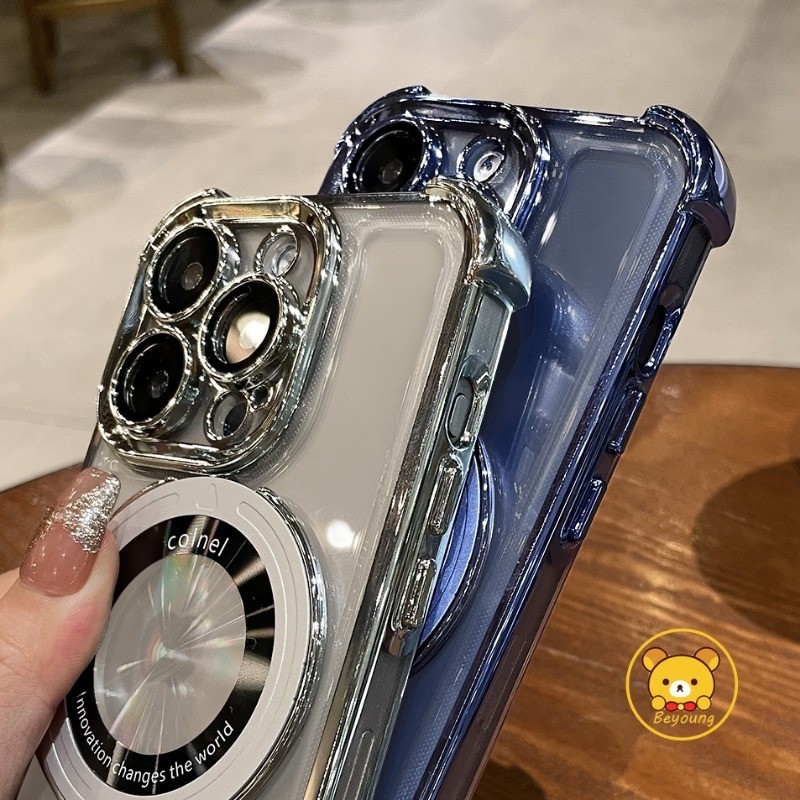 Vỏ An-tifall Thời Trang Cho iPhone 15 Pro Max 14 Plus 13 12 11 Pro Max X XR XS Max 8 7 Plus SE Giá Đỡ Từ Tính Không Dây Đứng Ốp Lưng Mạ Rõ Ràng Túi Khí Từ Tính Bìa Mềm