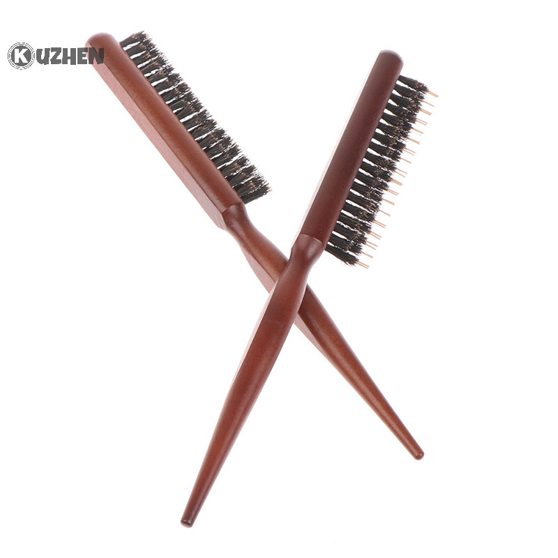 Kuzhen Salon Lược Chải Tóc Tay Cầm Lược Lưng Lông Boar Tự Nhiên HOT