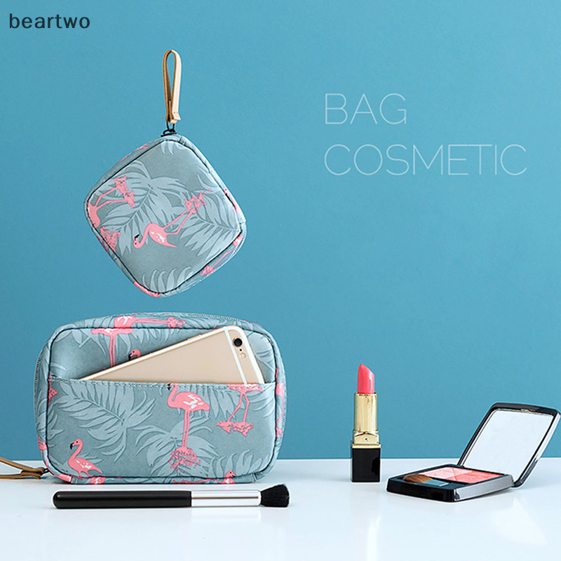 < Beartwo > Túi đựng mỹ phẩm Flamingo Túi đựng đồ vệ sinh du lịch màu trơn Xương rồng Túi trang điểm làm đẹp Túi đựng mỹ phẩm Hộp đựng mỹ phẩm Ưu đãi đặc biệt Làm đẹp