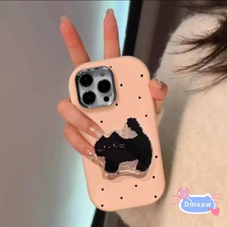 Ốp Điện Thoại Chấm Bi Cho Xiaomi Civi 4 14 Ultra 13T 12T 13 Lite 12 12S 12X Mi 11 Lite 11 10 10S Civi 1s Redmi Note 9 Vỏ Có Giá Đỡ Mèo Đen Đáng Sợ Vỏ Mềm Mèo Dễ Thương