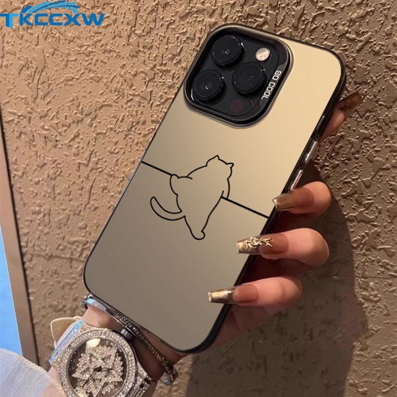 Ốp Điện Thoại Mạ Điện Mờ Màu Trơn Cho Redmi Note 11 12 11S 12R 9S 13 Pro Note 9 10 Pro Max Line họa Tiết doggie Vỏ Bảo Vệ Ống Kính