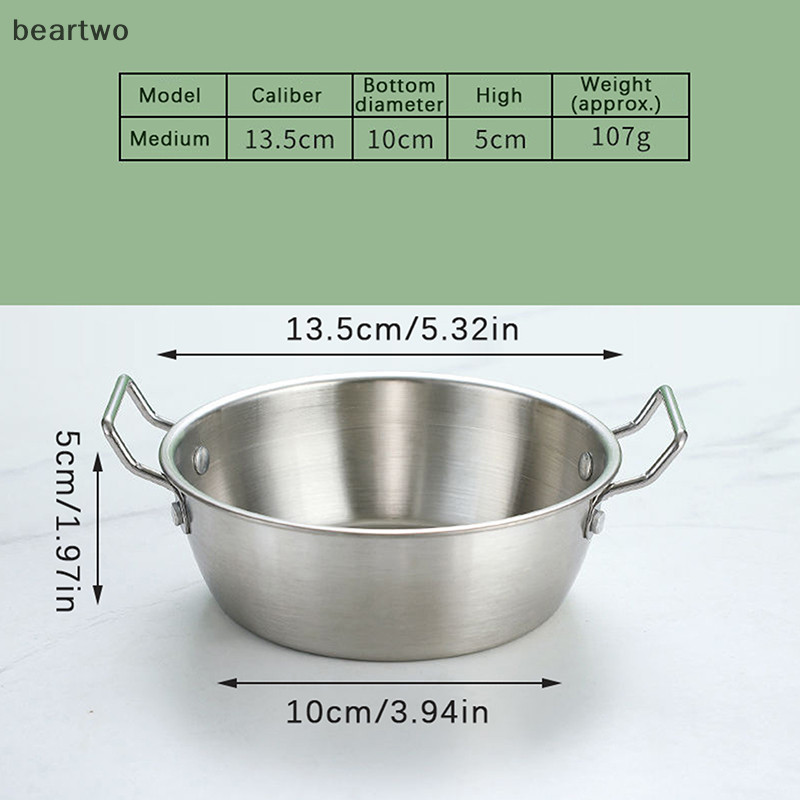 < Beartwo > Hộ Gia Đình Tay Cầm Đôi Đĩa Ăn Nhẹ Bát Ẩm Thép Không Gỉ Cơm Tròn Bát Rượu Chống Sò Nước Sốt Hộp Đựng Thực Phẩm Đẹp