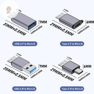 TWE USB A / C Sang Micro B 3.0 Bộ Chuyển Đổi Đồng Bộ Dữ Liệu Siêu Tốc 10Gbps Cho Pro Type C Sang Micro B Adapter VN