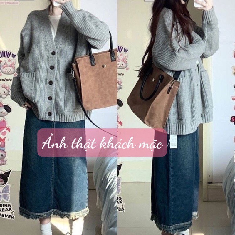 Áo khoác len cardigan dệt kim dáng dài form rộng hàng QCCC phong cách tỷ tỷ XIMIMI SP54