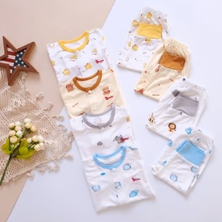 Bộ quần áo sơ sinh thun cotton lụa cúc thẳng siêu mềm mịn Bunnybaby cho bé 3-10kg