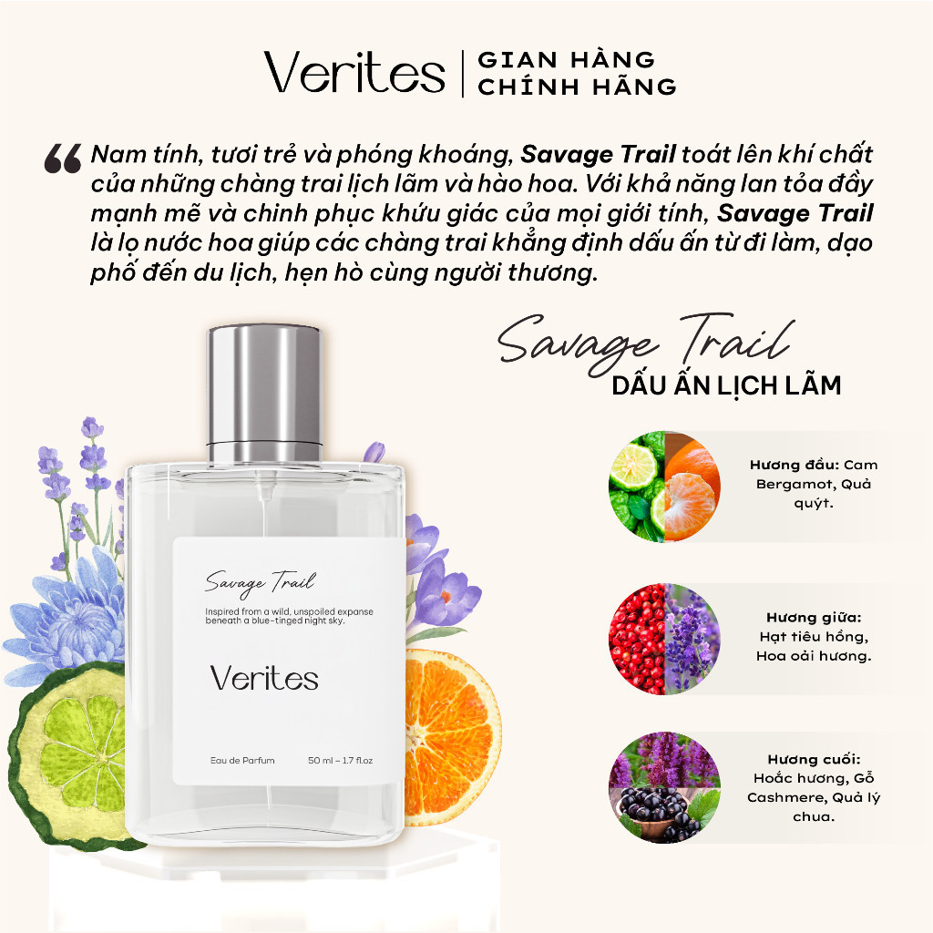 Ảnh Nước hoa Nam VERITES Savage Trail Mạnh mẽ, Lịch lãm, Nam tính - 50ml 1