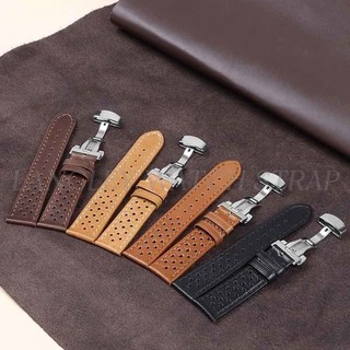 Dây đeo đồng hồ da thật 22mm 20mm 18mm cho thẻ Carrera Dây đeo đồng hồ kinh doanh xốp thoáng khí tự động khóa bướm thay thế dây đeo đồng hồ nam nữ Dây đeo cổ tay nhiệt đới