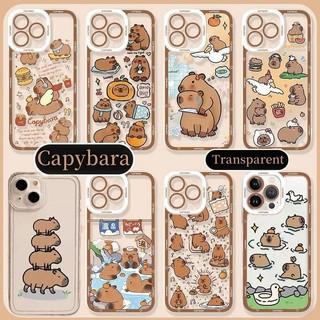Ốp Điện Thoại Cho iPhone 12 13 Pro Max Mini 15 Nắp Capybara Anime Hoạt Hình TPU Mềm Trong Suốt Dễ Thương