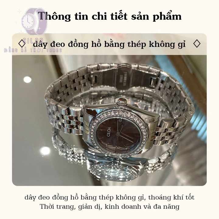 CILOA đồng hồ nữ đồng hồ đôi đồng hồ đính đá đồng hồ dây thép đồng hồ nam nữ đồng hồ quartz đồnghồ nữ chống nước-602