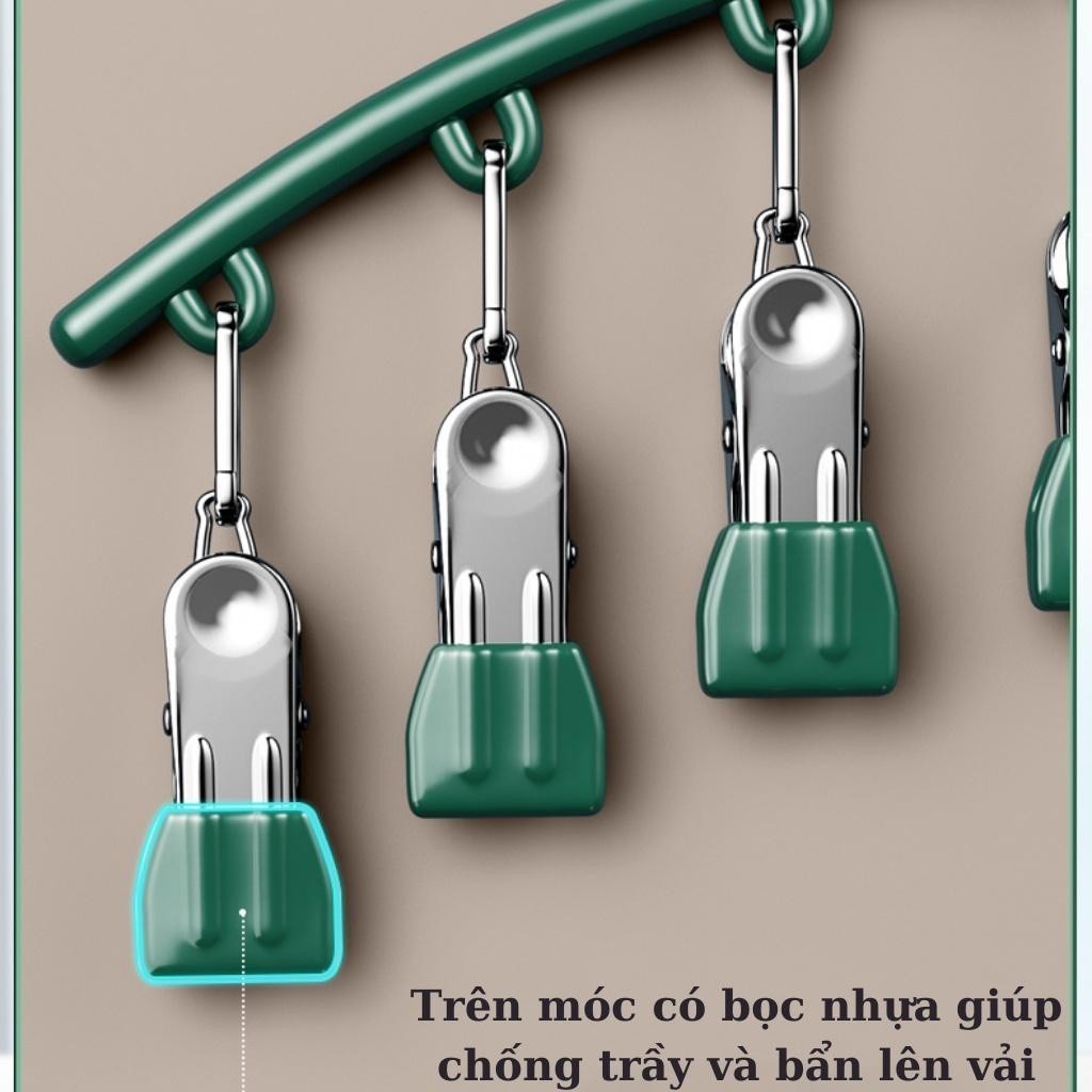 Móc treo phơi đồ lót, tất vớ quần áo có khóa chống gió, chống trượt với 10 móc khóa SHOPMH1