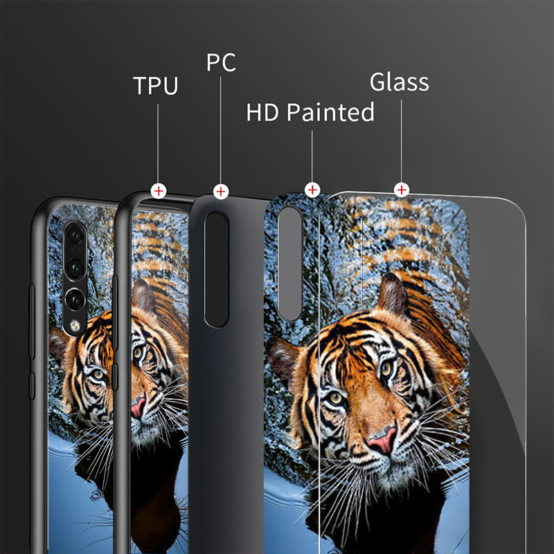 Ốp điện thoại kính cường lực động vật hổ cho IPhone 15 14 13 12 11 Pro XS Max Plus Mini X XR 8 7 6s SE2 / 3