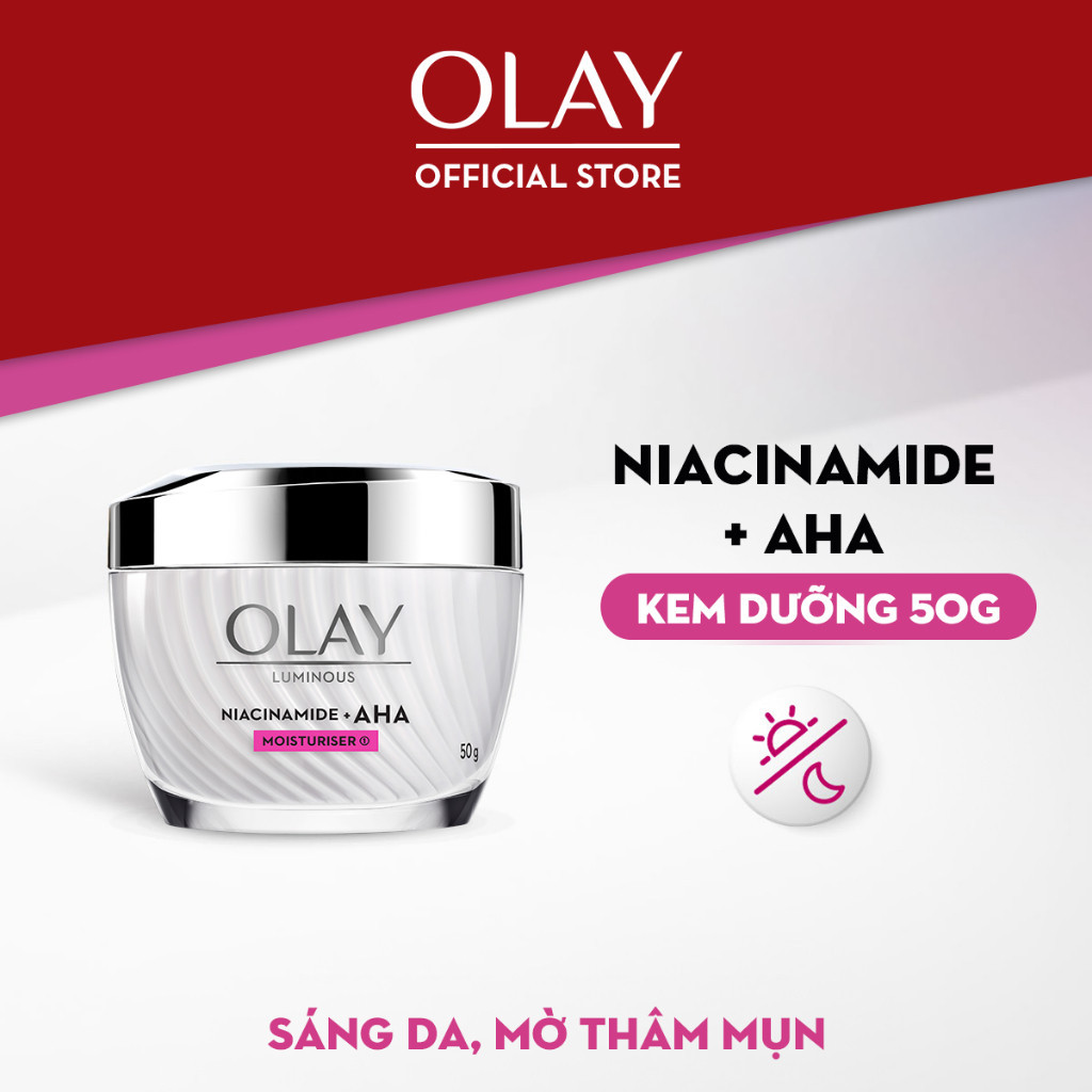 Kem Dưỡng Ẩm Olay Luminous Niacinamide AHA Làm Sáng Da, Mờ Thâm Mụn 50g