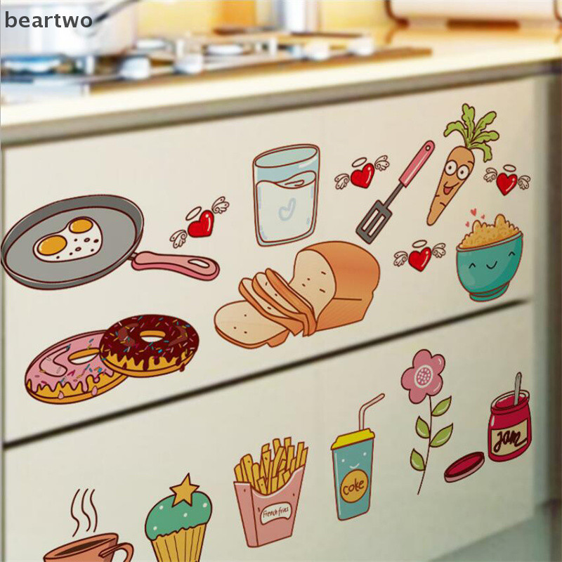 < Beartwo > Phim Hoạt Hình Nhà Bếp Tủ Lạnh Cửa Dán Trang Trí Thực Phẩm Trái Cây Có Thể Tháo Rời Miếng Dán Tường Dán Tường Trên Tường Đẹp