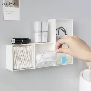 < Beartwo > 1 / 2 Chiếc Treo Tường Hộp Bảo Quản Dính Nhỏ Trang Sức Hộp Đựng Nhựa Chống Bụi Phòng Tắm Tổ Chức Cho Khăn Bông Trang Điểm Đẹp