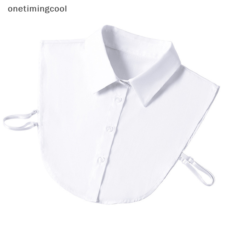 Onetimingcool Cổ Giả Trắng Đen Áo Len Có Thể Tháo Rời Áo Sơ Mi Nữ Cotton Ve Áo Áo Top Nữ Quần Áo Phụ Kiện VN