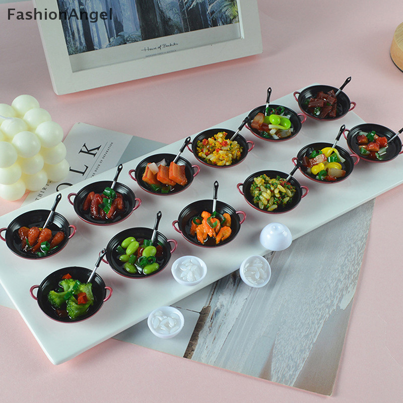 Fashionangel Nhà Búp Bê Thu Nhỏ Phụ Kiện DIY Nồi Nấu Ăn Với Thực Phẩm Dụng Cụ Nhà Bếp Mẫu TH