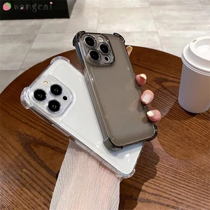 Dành Cho Redmi Note 13 12 11E Pro 13R 12R 4G 10 5G 9 Ốp Điện Thoại Màu Đen Trong Suốt Trong Suốt 4 Góc Túi Khí Chống Rơi Chống Sốc Đơn Giản Kinh Doanh Vỏ Mềm Ốp Lưng
