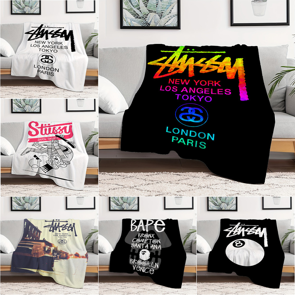 Nghệ Thuật Stussy Flannel Chăn Một Mặt In Flannel Chăn Điều Hòa Không Khí Chăn