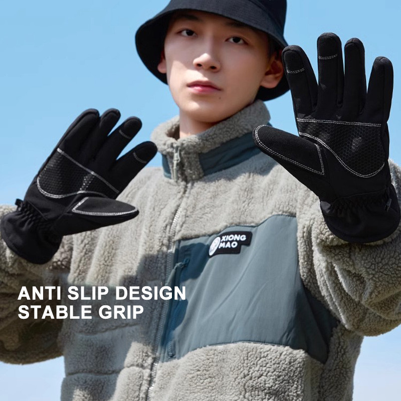 Ảnh Găng tay đi bộ đường dài ngoài trời CAMEL CROWN Nam và Nữ Lót nhung Găng tay chống gió lạnh có màn hình cảm ứng 4