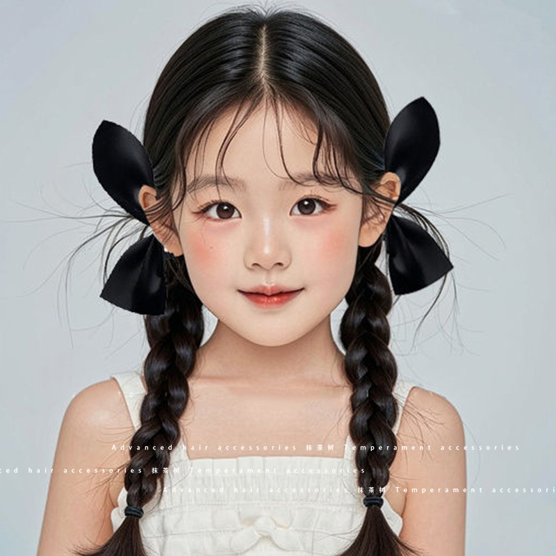 Kẹp Tóc Nữ Trẻ Em Nơ Đen Kích Thước Nhỏ Lấy Kẹp Phù Hợp Với Mũ Đội Đầu Nữ Phụ Kiện Thời Trang