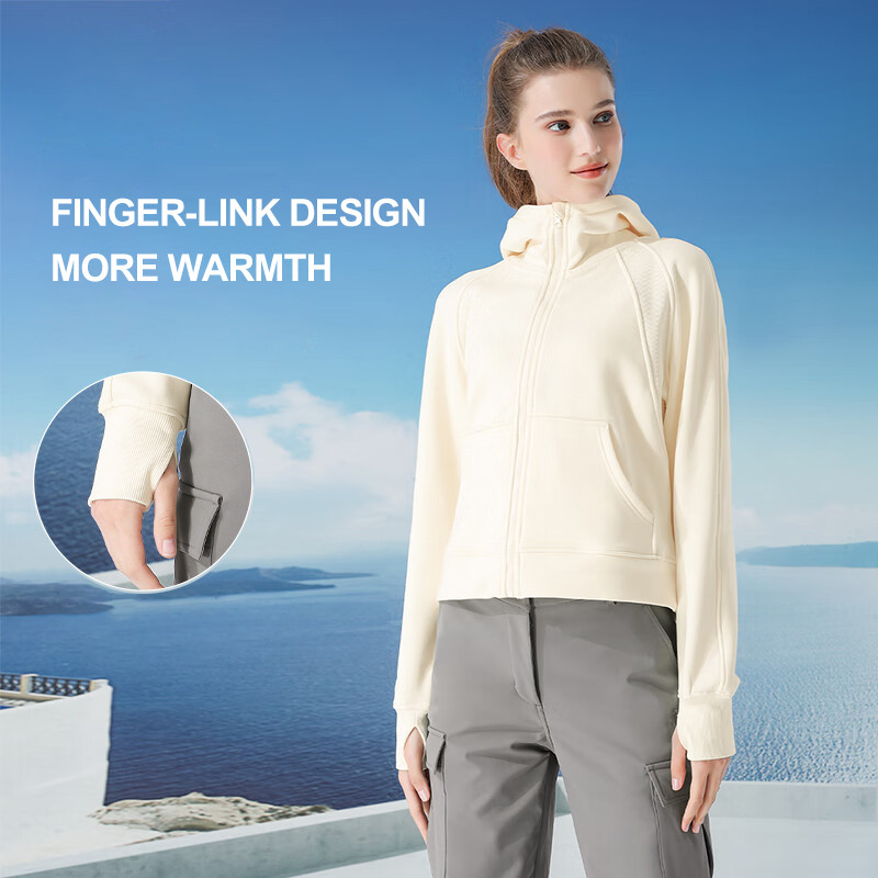 Ảnh Camel CROWN Quần Áo Tập Yoga Nữ Dệt Kim Nhung Mặc Thường Ngày Có Mũ Trùm Đầu Slim Fit Thể Thao 3
