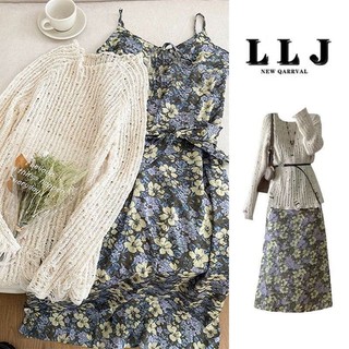 Đơn Cái / bộ Rời Rỗng Màu Be Top + Phong Cách Rừng Retro Hoa Phối Ren Rời Sling Đầm Mỏng Hai Mảnh Phù Hợp Với