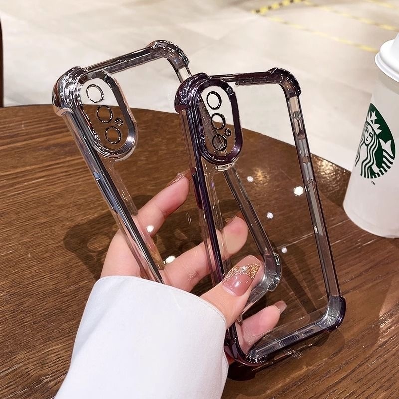 Ốp Lưng Trong Suốt Mới Cho iPhone X XS Max XR 7 8 Plus 7P 8P SE Túi Khí Chống Rơi Trong Suốt Mềm Chống Sốc Vỏ Điện Thoại Ống Kính Phim Bảo Vệ