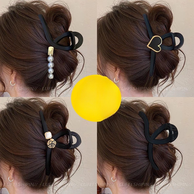Kẹp Tóc Cao Cấp Lớn Màu Đen - Style Thu Đông Cá Tính