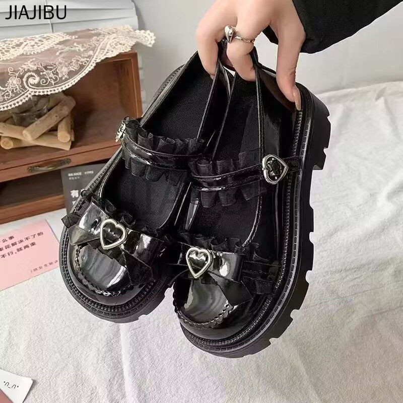 Size 34-46 Giày Lolita Nơ Đen JK Nhật Bản Giày Nữ Cỡ Lớn 45 Korean Fashion Platform Mary Jane Shoes 44 Giày Da Nhỏ Chống Trượt Phong Cách Anh Gót Dày Có Khóa Tình Yêu 43 Giày Đi Học Màu Đen 42 Giày Công Chúa Cosplay Kiểu Pháp Versatile Sweet Doll Shoes