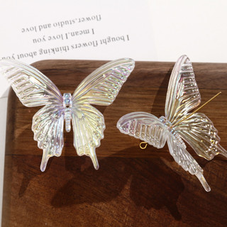 Phụ kiện bướm đuôi én 3D acrylic mạ AB, bông tai DIY, đồ trang trí treo xe, vật liệu dây điện thoại bán buôn