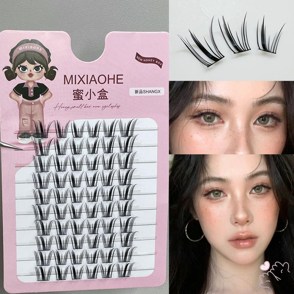 IOIIK Lông mi giả Cụm mi tự nhiên màu đen Cụm mi riêng lẻ Phần mở rộng lông mi