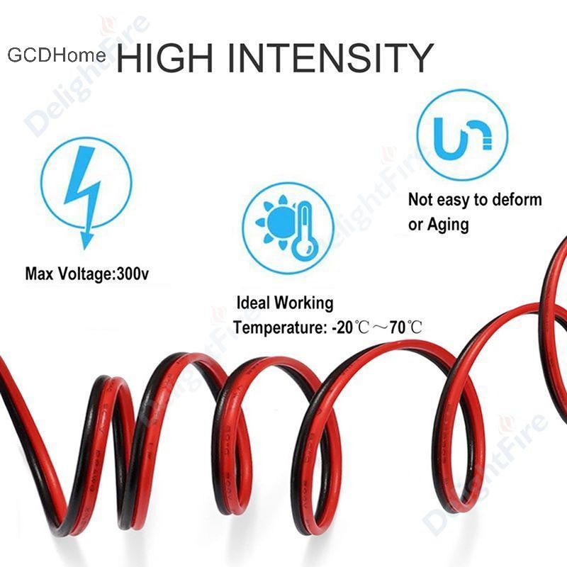 Cáp LED GCDHome 10m 2 Pin Cáp 22AWG Dây LED 2 Đỏ Đen Nóng Dây Điện