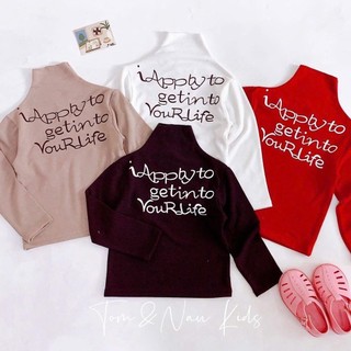 A41-Áo dài tay cổ cao (cổ kéo lên xún  linh động) cho bé gái thun zip cotton cho bé gái size từ 8-35Kg