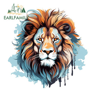 EARLFAMILY Lion Head Graffiti Phim Hoạt Hình Dán Xe Máy Ván Trượt Điều Hòa Không Khí Đề Can Thời Trang Chống Trầy Xước Phụ Kiện Xe Hơi