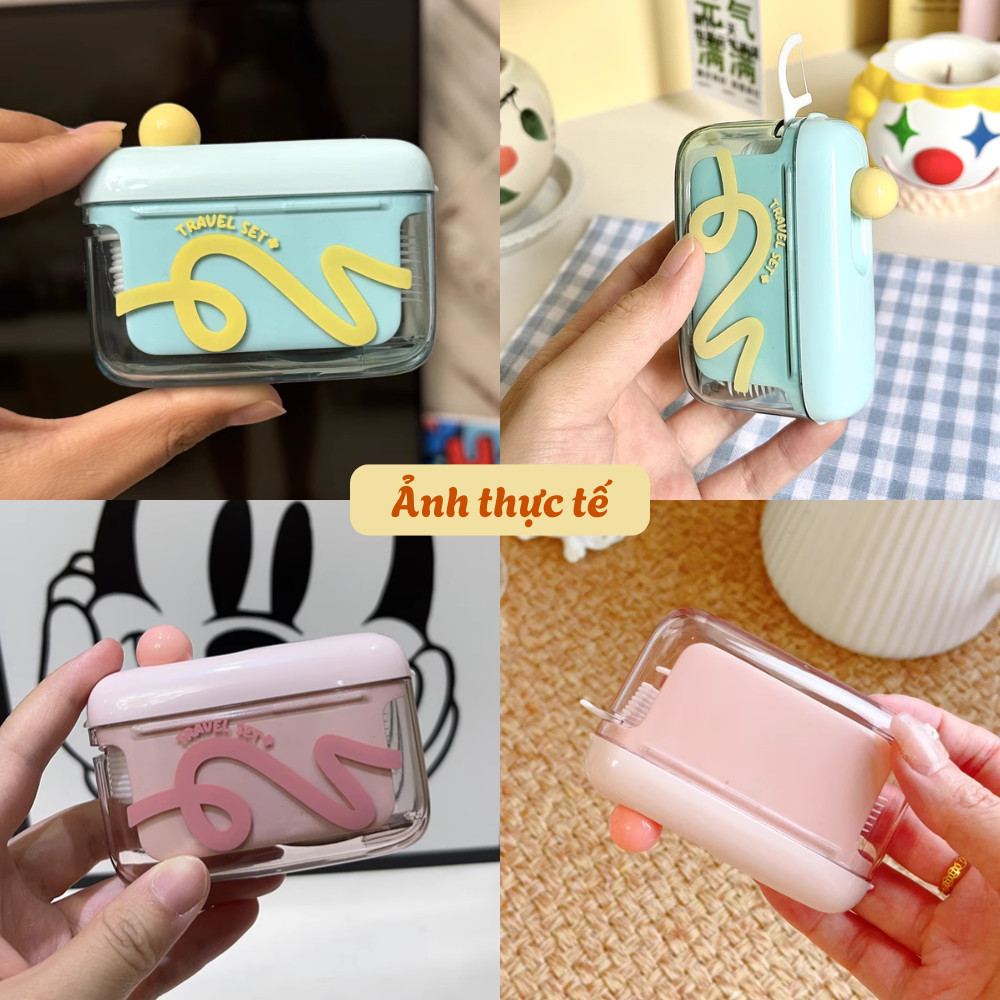 Hộp Đựng Tăm Chỉ Nha Khoa Mini Có Nút Nhấn Lấy Tăm Dễ Dàng Dinohome, Bỏ Túi Nhỏ Gọn Chống Nước Bụi Bẩn