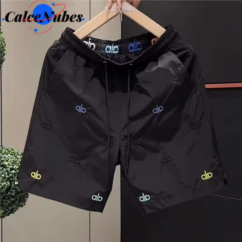 Quần short nam thời trang mùa hè, thêu chữ rời, phù hợp với quần ống thẳng