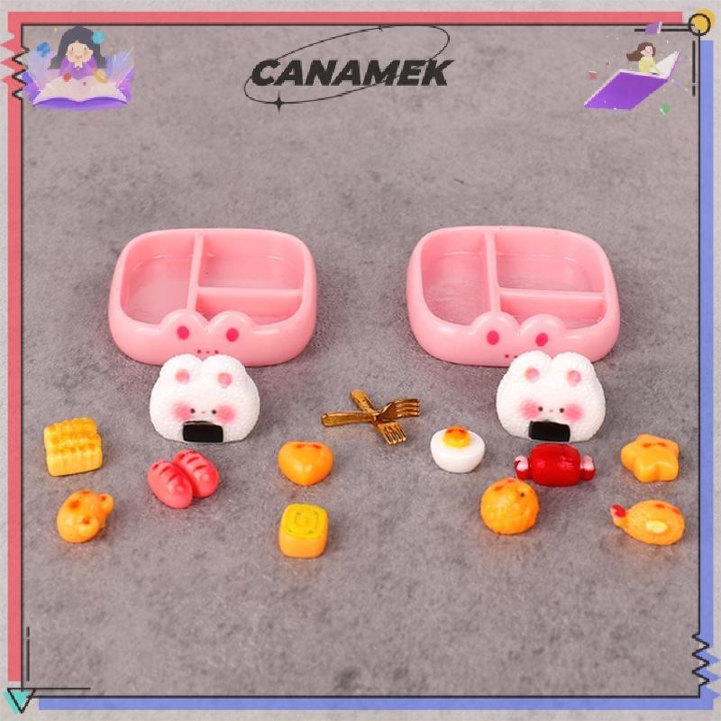 CANAMEK 1 Bộ Trẻ Em Giả Vờ Chơi Đồ Chơi Mô Phỏng Bữa Ăn Cơm Thu Nhỏ Playset Dễ Thương Sáng Tạo Thực Tế Trang Trí Di Động Bento Mô Hình Thực Phẩm CSF