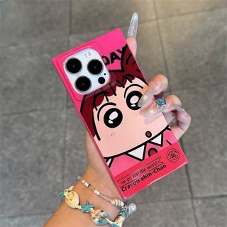 Phim Hoạt Hình Dễ Thương Shin-chan Anime Vuông Silicon Mềm Ốp Lưng Điện Thoại iPhone 16Promax 16Pro 15Promax 11 12 13 14 Pro Max 15Plus Chống Sốc Nữ Điện Thoại Di Động